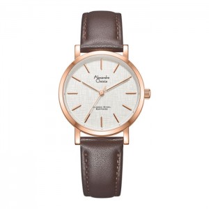 Alexandre Christie AC 8698 Rosegold Brown Leather Lady LHLRGSLBO
